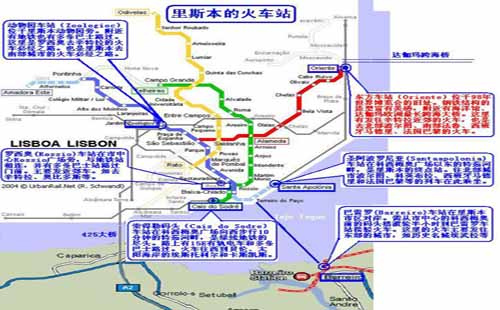 里斯本地铁路线图,以及里斯本火车站地图-南京